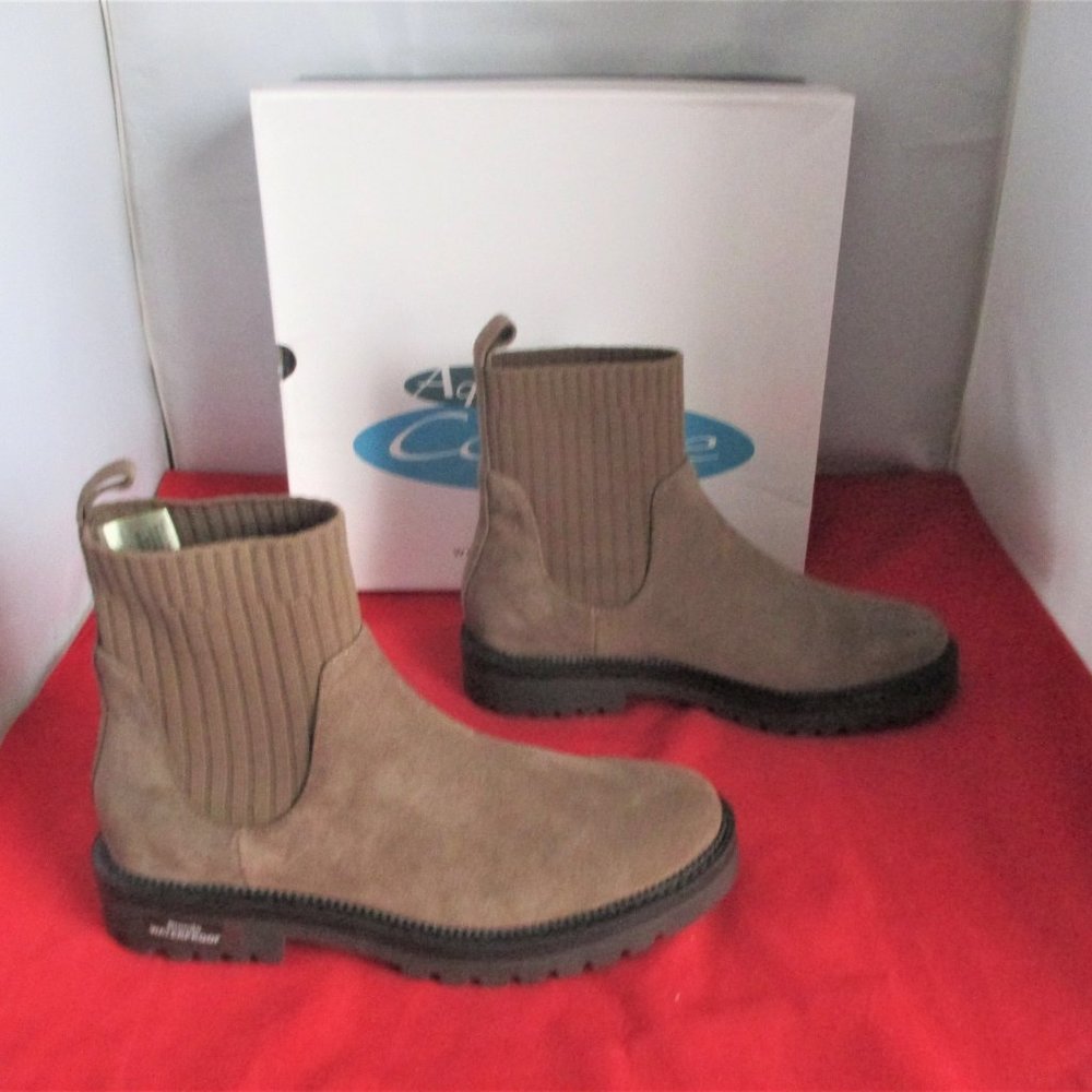 Aqua Taupe Suede Ankle Chelsea Boots